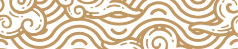 Abstract swirling gold lines on white background.